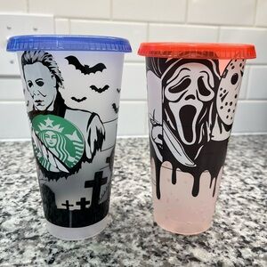 Starbucks Halloween Horror Cups - Blue and Red Lids